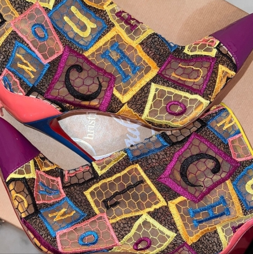 ✅️RARE⚜️Christian Louboutin 💜😻Gipsybootie SPC 100mm Stilettos - Picture 11 of 16